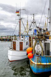 Germany, Schleswig-Holstein, Maasholm, Fishing harbour, fishing boats - PUF01285