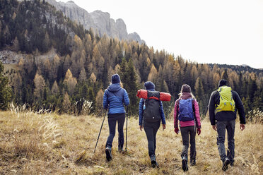 Eine Gruppe von Freunden beim Wandern in den Bergen - PNEF00439