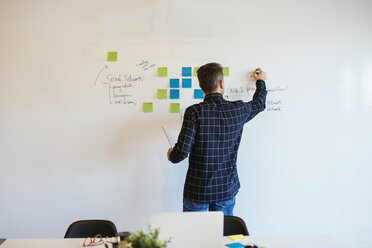 Geschäftsmann im Büro schreibt auf Whiteboard - EBSF02086