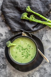 Bowl of broccoli soup with cress - SARF03521