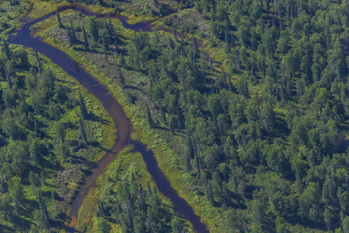 USA, Alaska, Talkeetna: Luftaufnahme von Fluss und Wald - MMAF00275