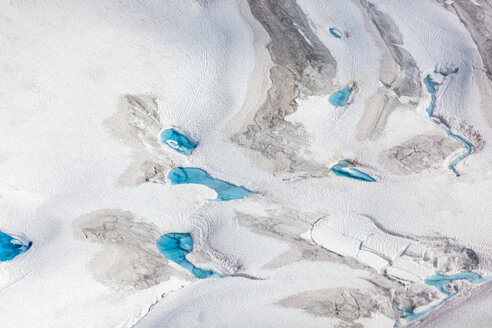 USA, Alaska, Aerial view of Ruth Glacier, waterholes - MMAF00280