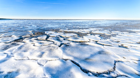 Germany, Lower Saxony, Butjadingen, North Sea, ice floes in winter stock photo
