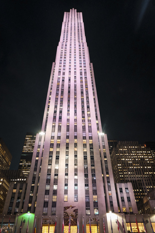 USA, New York City, Rockefeller Center at night stock photo