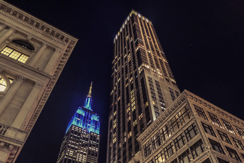 USA, New York City, Empire State Building bei Nacht, lizenzfreies Stockfoto