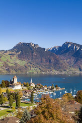 Schweiz, Kanton Bern, Spiez, Thunersee und Schloss Spiez - WDF04422