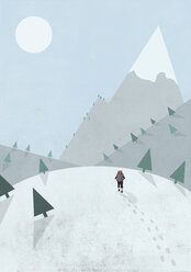 Illustrative image of person mountain climbing during winter - FSIF00139