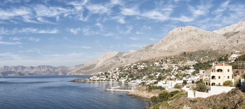 Greece, Kalymnos, coastal town stock photo