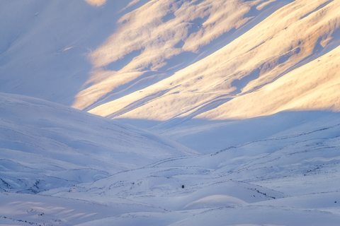 United Kingdom, Scotland, Highlands, small person in winter stock photo