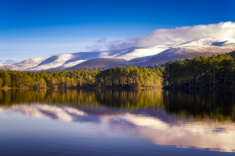 United Kingdom, Scotland, Highlands, Cairngorms National Park, Loch an Eilean, winter stock photo