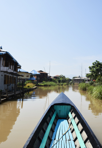 Myanmar, Inle-See, Fischerboot, lizenzfreies Stockfoto