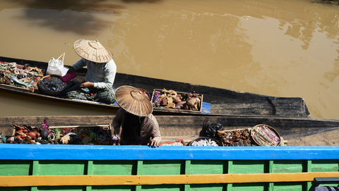 Myanmar, Inle lake, Burmese sellers stock photo