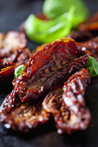 Dried tomatoes, close-up stock photo