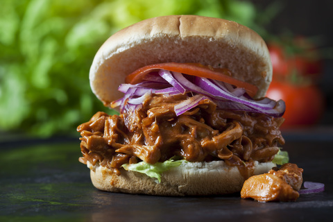 Burger with Jackfruit goulash stock photo