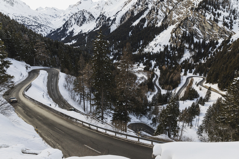 Switzerland, Engadin, Maloja Pass seen from above stock photo