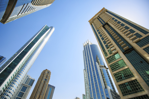 United Arab Emirates, Dubai, office towers stock photo