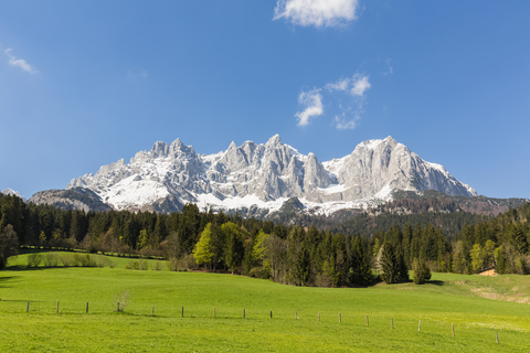 Austria, Tyrol, Going am Wilden Kaiser, Wilder Kaiser, Kaiser Mountains stock photo