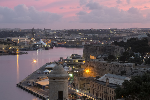 Malta, Valletta, Harbour, afterglow stock photo