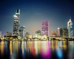 Vietnam, Ho Chi Minh City, Skyline at night - MADF01398