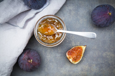 Organic figs and a glass of fig jam - LVF06734