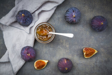 Organic figs and a glass of fig jam - LVF06736