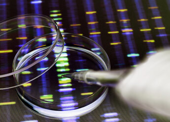 DNA-Probe, die in eine Petrischale pipettiert wird, über genetische Ergebnisse - ABRF00114