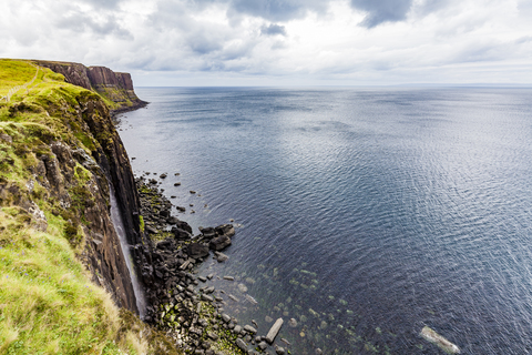 United Kingdom, Scotland, Isle of Skye, cliff coast, Kilt Rock, waterfall stock photo