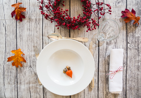 Autumnal laid table stock photo