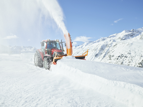Austria, Tyrol, Oetztal, snow clearance, snow vehicle, snowblower stock photo