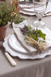 Gedeckter Tisch für die Hochzeitsfeier - CAIF00744