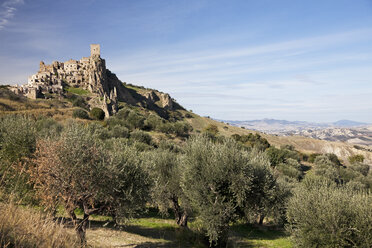 Village on hillside in rural landscape - CAIF02161