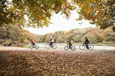 Familie beim Fahrradfahren im Park - CAIF02273