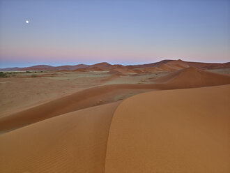 Africa, Namibia, Namib-Naukluft National Park, Namib desert, desert dunes and afterglow - CVF00211