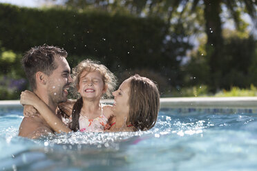 Family playing in swimming pool - CAIF03314