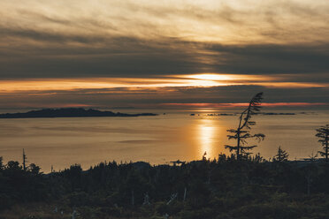 Canada, British Columbia, Kaien Island, Skeena-Queen Charlotte A, Mount Hays, Prince Rupert at sunset - GUSF00390