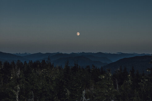 Kanada, British Columbia, Skeena-Queen Charlotte A, Kaien Island, Prince Rupert, Mount Hays, Mond bei Nacht - GUSF00391