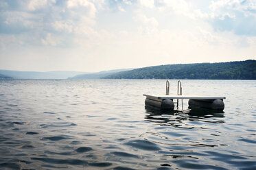 Floating platform on lake against sky - CAVF00668