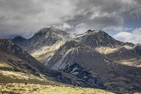 Landschaftsansicht der Sutherland-Berge, Neuseeland, lizenzfreies Stockfoto