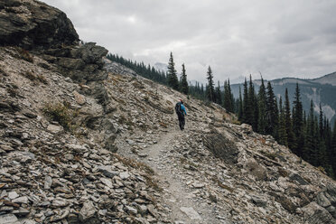 Kanada, Britisch-Kolumbien, Yoho-Nationalpark, Wanderer auf dem Weg zum Mount Burgess - GUSF00416
