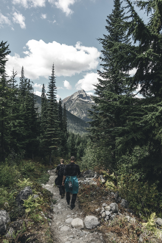 Kanada, British Columbia, Glacier National Park, Wanderer auf dem Sir Donald Trail, lizenzfreies Stockfoto