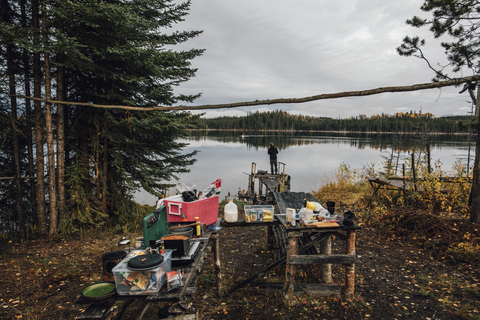 Canada, British Columbia, camp at Blue Lake stock photo