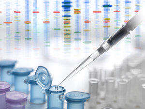 Eine DNA-Probe wird für die automatische Analyse in ein Eppendorf-Röhrchen pipettiert - ABRF00120