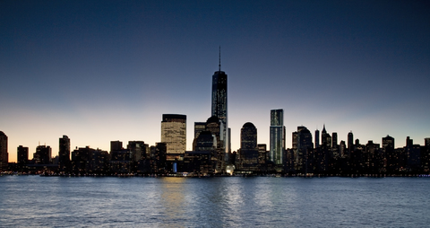 Skyline von New York City, New York, Vereinigte Staaten, lizenzfreies Stockfoto