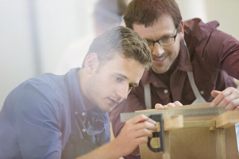 Schreiner bei der Arbeit in der Werkstatt - CAIF08832