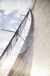 Sailboat sail against sunny sky - CAIF09431