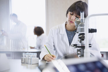 Studentin bei der Durchführung eines wissenschaftlichen Experiments im naturwissenschaftlichen Klassenzimmer - CAIF10003