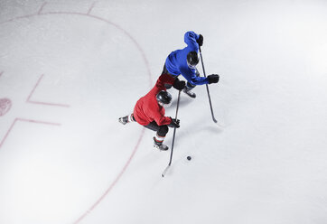 Hockey players going for the puck on ice - CAIF11164