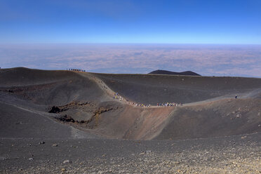 Italy, Sicily, Mount Etna, volcanic crater, tourists - LBF01854