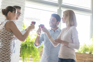 Friends toasting wine glasses - CAIF12738