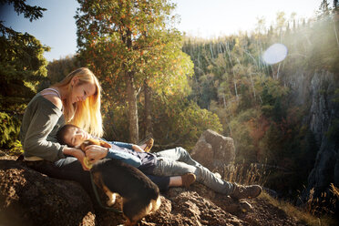 Couple relaxing on mountain - CAVF07187